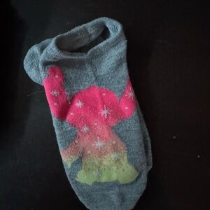Gray Socks with Pink and Green Elephant Design